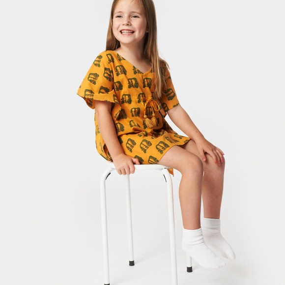 Girls Cotton Kaftan Dress | Hand Block Print | 18M–6Y | Organic 100% Cotton - Picture 2 of 4